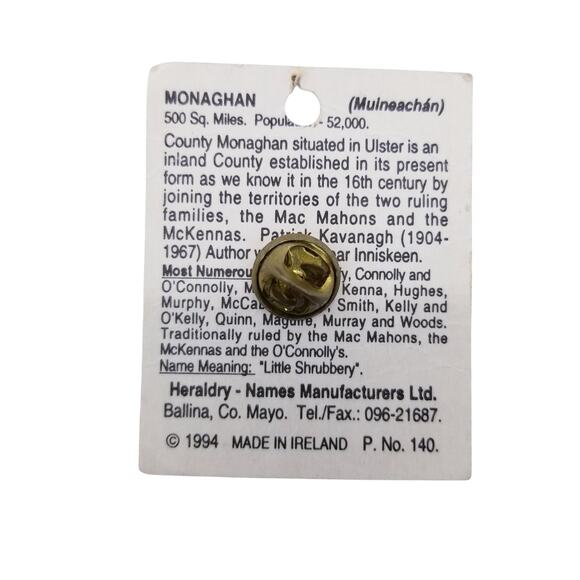 MONAGHAN Coat of Arms Pin Heraldry Names Manufacturers Ltd Ulster Ireland - Picture 3 of 6